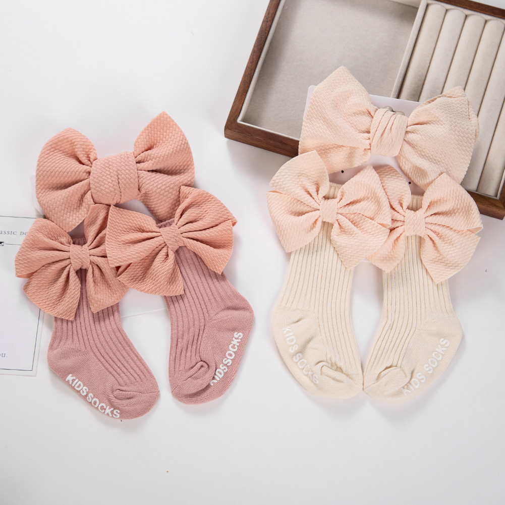 2Pcs/Set Big Bullet Bows Ealst - Unisex Baby Socks Non Slip 评论和价格