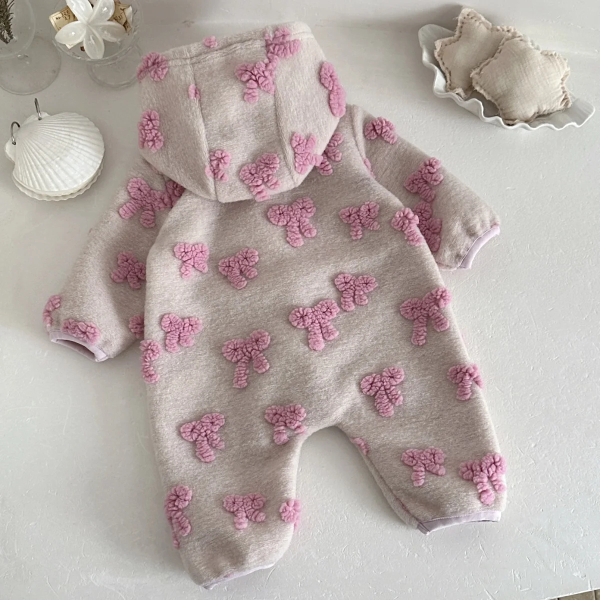 Baby Girls Hooded Romper 3D Bo - Newborn Baby Girl Romper Floral 评论和价格