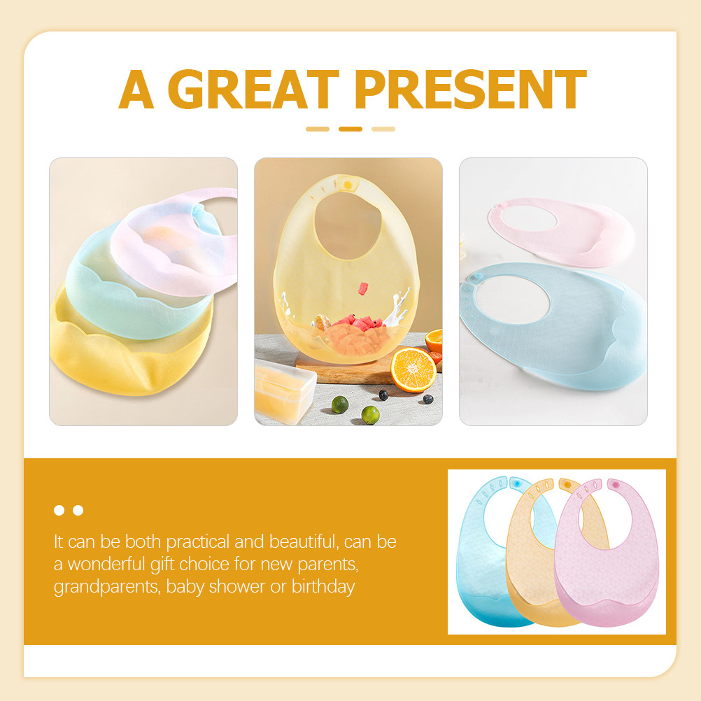 3Pcs Silicone Baby Bibs Soft F - Waterproof Baby Bibs Silicone 评论和价格
